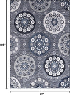 CAMILSON Indoor Outdoor Rug 6x9 Bohemian Medallion Floral Area Rugs for Indoor and Outdoor Patios Easy-Cleaning Non-Shedding Living Room Garden and Kitchen Washable Outside Carpet (6 x 9 / Navy)