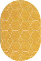 Unique Loom Trellis Frieze Collection Area Rug - Geometric (4' x 6' Oval, Yellow/ Ivory)