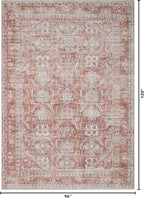 Kuden 8x10 Large Area Rug, Machine Washable Area Rug with Non-Slip Backing, Vintage Style, Soft, Easy Clean, Low Pile Rug for Living Room, Bedroom, Dining Room