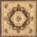 Rugs.com Chateau Collection Rug – 4 Ft Square Brown Medium Rug Perfect for Living Rooms, Kitchens, Entryways