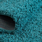 Unique Loom Solid Shag Collection Area Rug (8' x 10' Oval, Deep Aqua Blue)
