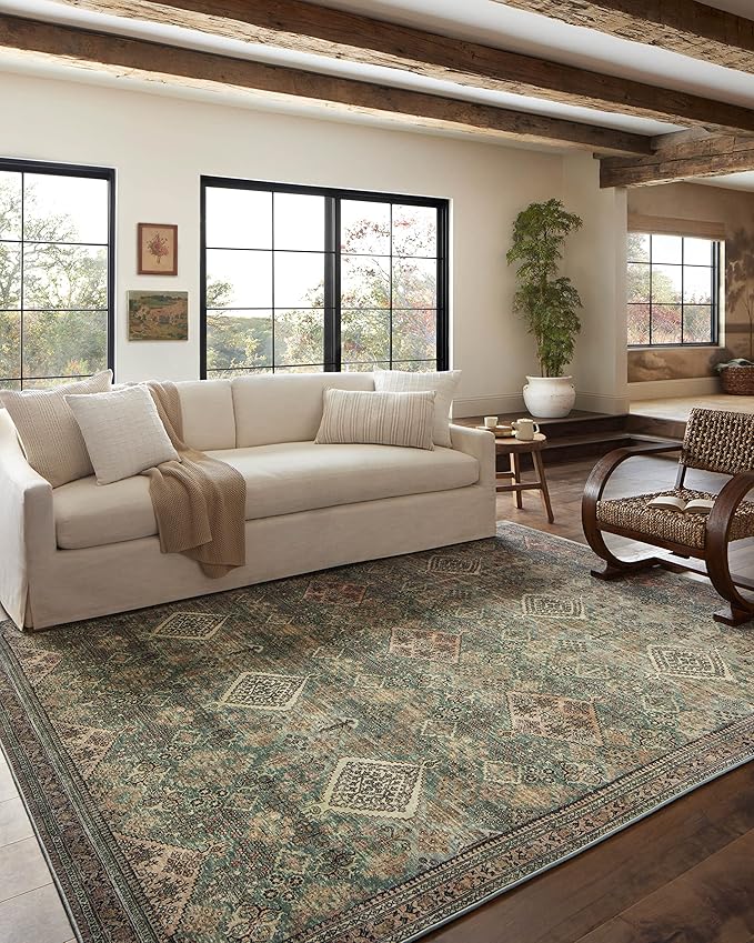 Loloi Magnolia Home by Joanna Gaines Sinclair Collection SIN-03 Turquoise/Multi 2'-3" x 9'-6", .25" Pile Height, Machine Washable, Runner Rug