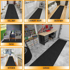 Ottomanson Commercial Scrape Rib Entry Mat – Heavy Duty Ribbed Floor Mat for High Traffic – Non Slip Rubber Back, Waterproof – Indoor Outdoor Use for Offices, Schools, Lobbies, 2' x 16', Black