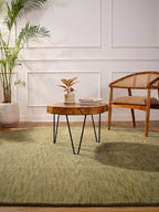 Hand Knotted Loom Wool ECO-Friendly Area Rugs - 6'x6', Octagon, Green Color, Solid Plain Design, High Pile Thick Handmade Anti Skid Area Rugs for Living Room, Bed Room (L00111)