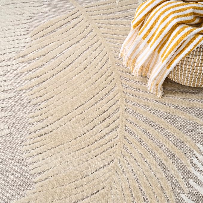 Nourison Home Suncoast Beige 7'10" x 9'10" Area Rug - Easy Clean, Non Shedding, Bed Room, Living Room, Dining Room, Kitchen (8' x 10')
