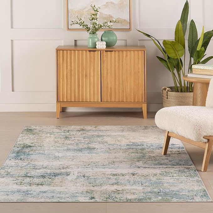 Dash & Albert Blaire Mineral Machine Washable Rug, 2 X 3 Feet, Multicolored/Blue Graphic Pattern