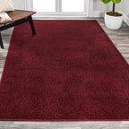 Eyely UES100Q-4 Supersoft Haze Solid Low-Pile Indoor Area Rug Casual;Contemporary;Solid;Traditional, Bedroom, Kitchen, Living Room, Easy-Cleaning, Non-Shedding, 4 X 6, Dark Red