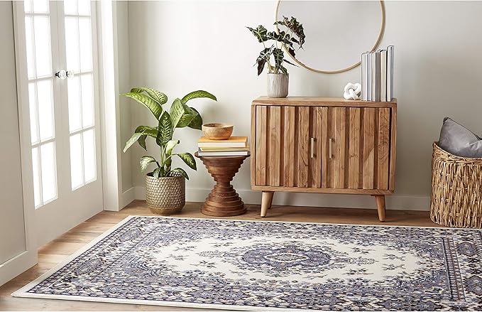 Home Dynamix Premium Sakarya Traditional Medallion Border Area Rug, Porcelain, 3'7"x5'2" Rectangle