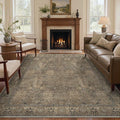 Bavni Washable Rugs 8x10-Machine Washable Rug Lightweight Low Pile, Vintage Floral Rug Non-Shedding Distressed Throw Carpet for Living Room Bedroom Office, Brown