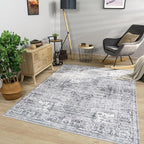 Paco Home Area Rug Modern Oriental Design in Vintage Look in Grey, Size: 4' x 5'3"