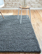Unique Loom Solid Shag Collection Area Rug (4' 1" x 6' 1" Rectangle, Graphite Gray)