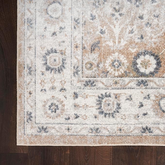 Nourison Home Astra Machine Washable Silver Taupe 6'7" x 9' Area Rug - Easy Clean, Non Shedding, Bed Room, Living Room, Dining Room, Kitchen (7' x 9')