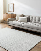 Mark&Day Wool Rugs, 6x9 Precious Solid and Border Cream/Charcoal Area Rug, Cream Grey Carpet for Living Room, Bedroom or Kitchen (6' x 9')
