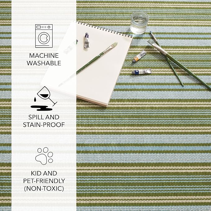 Dash and Albert Caravan Machine Washable Area Rug - 2.5' x 8' Runner Multicolor Stripe Washable Accent Rug Durable, High Traffic Area Hallway, Bedroom, Stairs