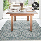 FH Home Flat Woven Outdoor Rug - Waterproof, Easy to Clean, Stain Resistant - Premium Polypropylene Yarn - Farmhouse - Patio, Porch, Deck, Balcony - Marbella - Ocean - 5ft 4in x 7ft 6in