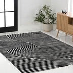 JONATHAN Y Hallie High-Low Curve Black/White 3x5 Indoor Area Rug, Minimalist Geometric, Modern, Non-Shedding, Stain Resistant for Bedroom, Living Room, Kitchen (SCN100F-3)