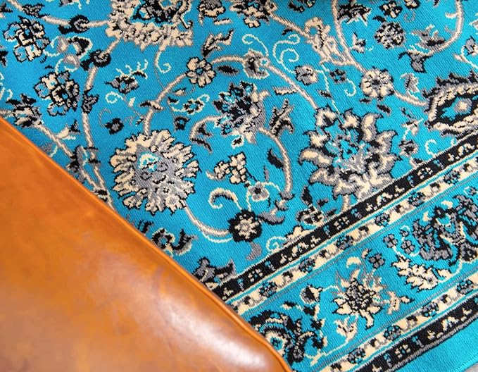 Unique Loom Sialk Hill Collection Area Rug - Washington (9' 10" x 13' 1" Rectangle Turquoise/Black)