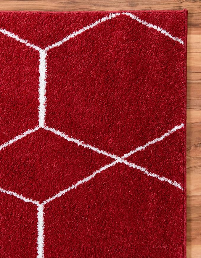 Unique Loom Trellis Frieze Collection Area Rug - Geometric (2' x 6' 1" Runner, Red/ Ivory)