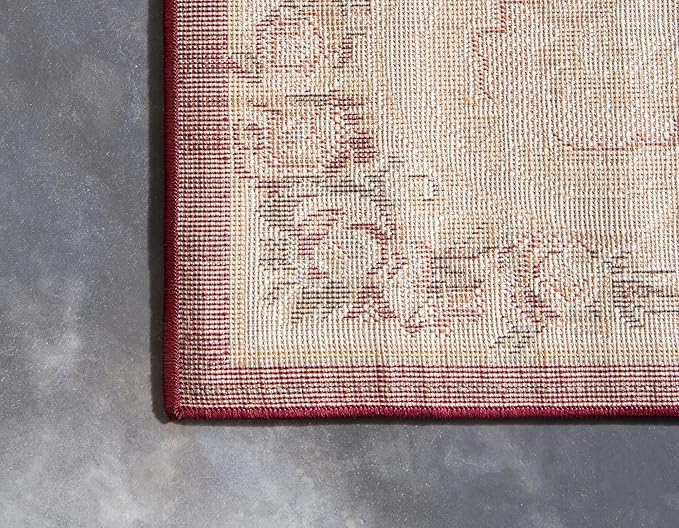 Rugs.com Chateau Collection Rug – 2' x 5' 3 Runner Red Medium Rug Perfect for Hallways, Entryways