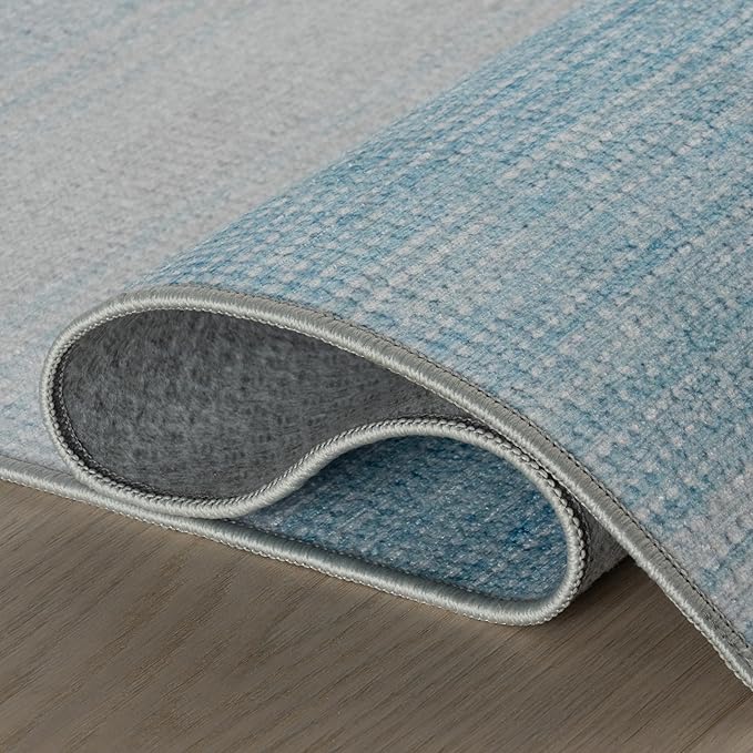 Dash & Albert Pandora Blue Machine Washable Rug, Runner-2.5 X 8 Feet, Blue Abstract Pattern