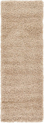 Unique Loom Solid Shag Collection Area Rug (2' x 6' 5" Runner, Taupe)