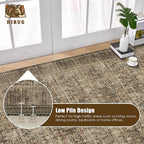 Washable Area Rug 8' x 10' Vintage Traditional Persian Mat - Foldable Distressed Non-Slip Machine Washable Carpet for Living Room Bedroom Kitchen Home Decor - Mocha and Taupe