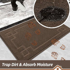 BEQHAUSE Door Mat 32" x 48", Non-Slip Door Mats Indoor Entryway Rugs Washable Low-Profile Absorbent and Stain Resist Floor Mats, Dog Door Mat for Front Back Door, Muddy Wet Shoes & Paws, Brown