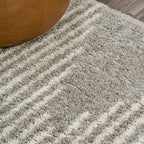 JONATHAN Y Elm Diamond Stripe Shag Gray/Ivory Runner Rug, 2x8, Geometric, Bohemian, Contemporary, Easy-Cleaning for Living Room, Bedroom, Kitchen, Pet Friendly, Non-Shedding (MOH408B-28)