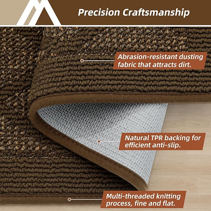 COSY HOMEER Non-Slip Door Mat 20"x32", Entryway Rugs Low Profile Absorbent Dirt Trapper Doormat for Front Entrance, Washable Polypropylene Entry Mat (Dark Brown)