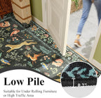 DUKINO 2x10 Rug for Hallway, Washable Kitchen Runner Rug with Non Slip Backing, Soft Low Pile Vintage Animal Runner for Bedroom, Kitchen, Hallway, Entryway, Laundry, Black