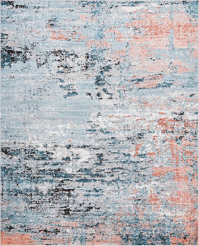 Rugs.com Leipzig Collection Area Rug – 8X10 Multi Low-Pile Rug Perfect for Living Rooms, Large Dining Rooms, Open Floorplans