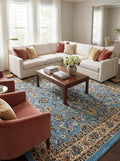 Rugs.com Yasmin Collection Rug – 8 Ft Square Light Blue Medium Rug Perfect for Living Rooms, Kitchens, Entryways