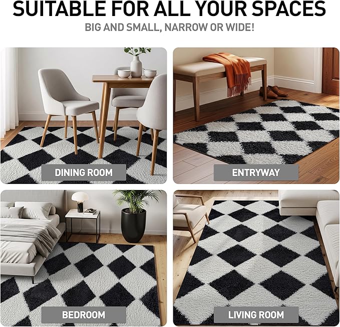 Rugshop Diamond Wave Pattern Shag Area Rug Anthracite Dark Gray 5' x 7' Great for Bedrooms, Living Rooms, or Under Coffee Tables