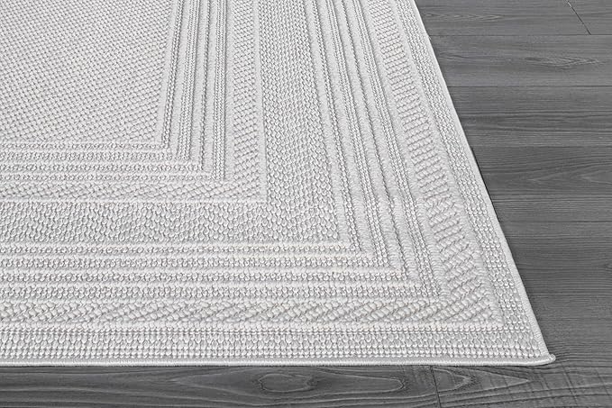 Micro Loop Indoor Rug White 6x9 Boho Geometric Neutral Area Rugs for Living Room Soft Luxury Modern Low and High Pile Durable Stain Resistant Non-Shedding Indoor Area Carpet 6 x 9