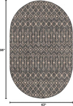 Unique Loom Outdoor Trellis Collection Area Rug - Tribal Trellis (5' 3" x 8' Oval, Charcoal Gray/ Natural)