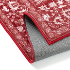 Christmas Area Rug 5x7 Red Washable Living Room Carpet Retro Distressed Floral Holiday Decor Rug Non Slip Soft Decorative Xmas Doormat for Bedroom Office Dining Room Bathroom Kitchen