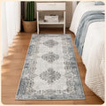 Istana Hallway Runner Rug 2x6 - Blue Kitchen Rugs Non Slip Washable -Silk's Soft Touch Carpet Runner - Stylish Rug for Home