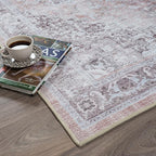 Fame Rugs Turkish Rug. Washable Vintage Oriental Antique Inspired Traditional Doormat Small Modern Area Rugs Luxury Entryway Entry Bedroom Bathroom Kitchen (392TW, 4'9 x 6'9)