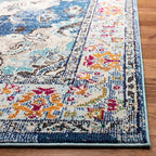 SAFAVIEH Monaco Collection Area Rug - 11' Square, Navy & Light Blue, Boho Chic Medallion Distressed Design, Non-Shedding & Easy Care, Ideal for High Traffic Areas in Living Room, Bedroom (MNC243N)