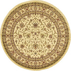 Unique Loom Voyage Collection Traditional Oriental Classic Intricate Design Area Rug (6' 0 x 6' 0 Round, Ivory/Gold)