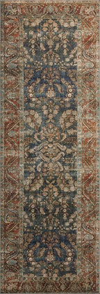 Loloi Chris Loves Julia Jules Collection JUL-10 Ocean/Spice 2'-6" x 7'-6", .13" Pile Height, Runner Rug