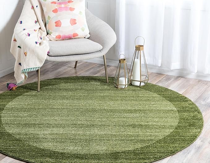 Rugs.com Angelica Collection Rug – 8 Ft Round Light Green Medium Rug Perfect for Kitchens, Dining Rooms