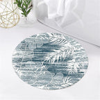 Washable Round Rug 3ft - Blue Tropical Botanical Pattern, Non-Slip Low Pile No Shedding Carpet, Soft Flannel Feel Rug for Living Room, Bedroom, Bathroom，Indoor Use