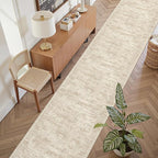 Runner Rug 2'6" x 14' Washable Non-Slip Runner Rugs for Kitchen Bathroom Laundry Room Vintage Ultra Thin Runners for Hallway Entryway Beige