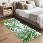 Hall Runner Rug 2x6 ft Non-Slip - Tropical Palm Leaves Design in Emerald Green - Easy Clean Washable Carpet for Hallway, Entryway, Bedroom - Durable Floor Decor