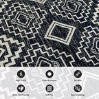 Rugshop Southwestern Black and White Tribal Area Rug – Geometric Diamond Pattern Carpet for Living Room, Bedroom, or Entryway – Boho Rustic Soft Floor Decor 4' x 6' Black
