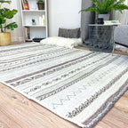 Alfa Rich 3x10 Gray Off White Washable Area Rugs for Living Room Hallway Kitchen Decor Cotton Runner