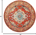 SAFAVIEH Monaco Collection Area Rug - 8' Round, Orange & Light Blue, Boho Chic Medallion Distressed Design, Non-Shedding & Easy Care, Ideal for High Traffic Areas in Living Room, Bedroom (MNC243H)