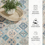 Dash and Albert Pali Machine Washable Area Rug - 5' x 8' Blue - Geometric Accent Rug - Anti-Slip Backing, Lightweight, Machine Washable, High Traffic Areas Kitchen, Mudroom, Laundry Room