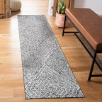 Rugshop Geometric Diamond Stripe Shag Runner Rug White 2' 3" x 8' Perfect for Hallways, Kitchens, or Behind The Sofa